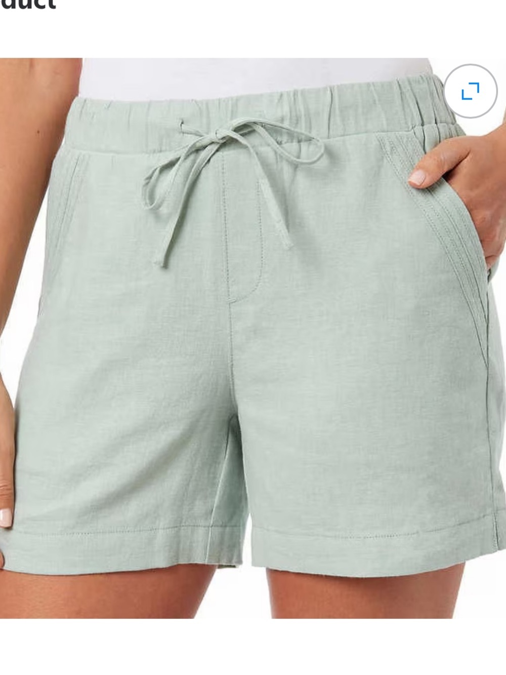 Light green linen blend relaxed fit shorts